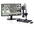 AmScope H800 Series Zoom Digital Inspection Monocular Stereo Microscope 0.7X-5X Magnification on Pillar Stand with 4K HDMI Camera and 96-LED Ring Light