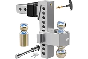 VNN Adjustable Trailer Hitch 10 Inch Drop 2 Inch Receiver - Interchangeable 3 Solid Ball Mount 1-7/8", 2", 2-5/16"(15,000 LBS GTW), Heavy Duty Aluminum Drop Hitch with Pads and Locking Sets