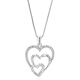 VIR JEWELS 1/10 cttw Lab Grown Diamond Heart Pendant Necklace in Sterling Silver with Chain