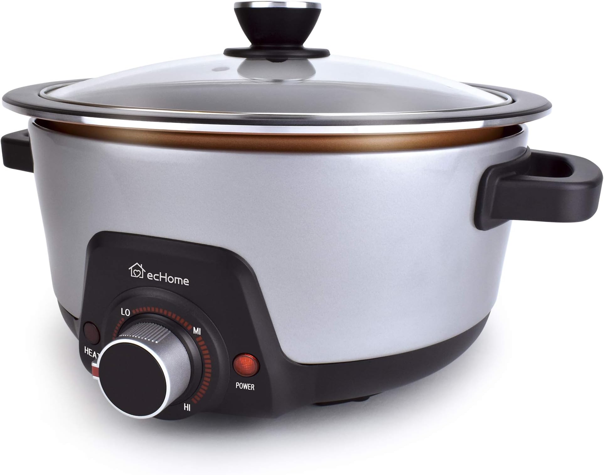 ecHome 1450W High Power Multi-Functional 4L Capacity Electric Hot Pot with Stainless-Steel Steamer