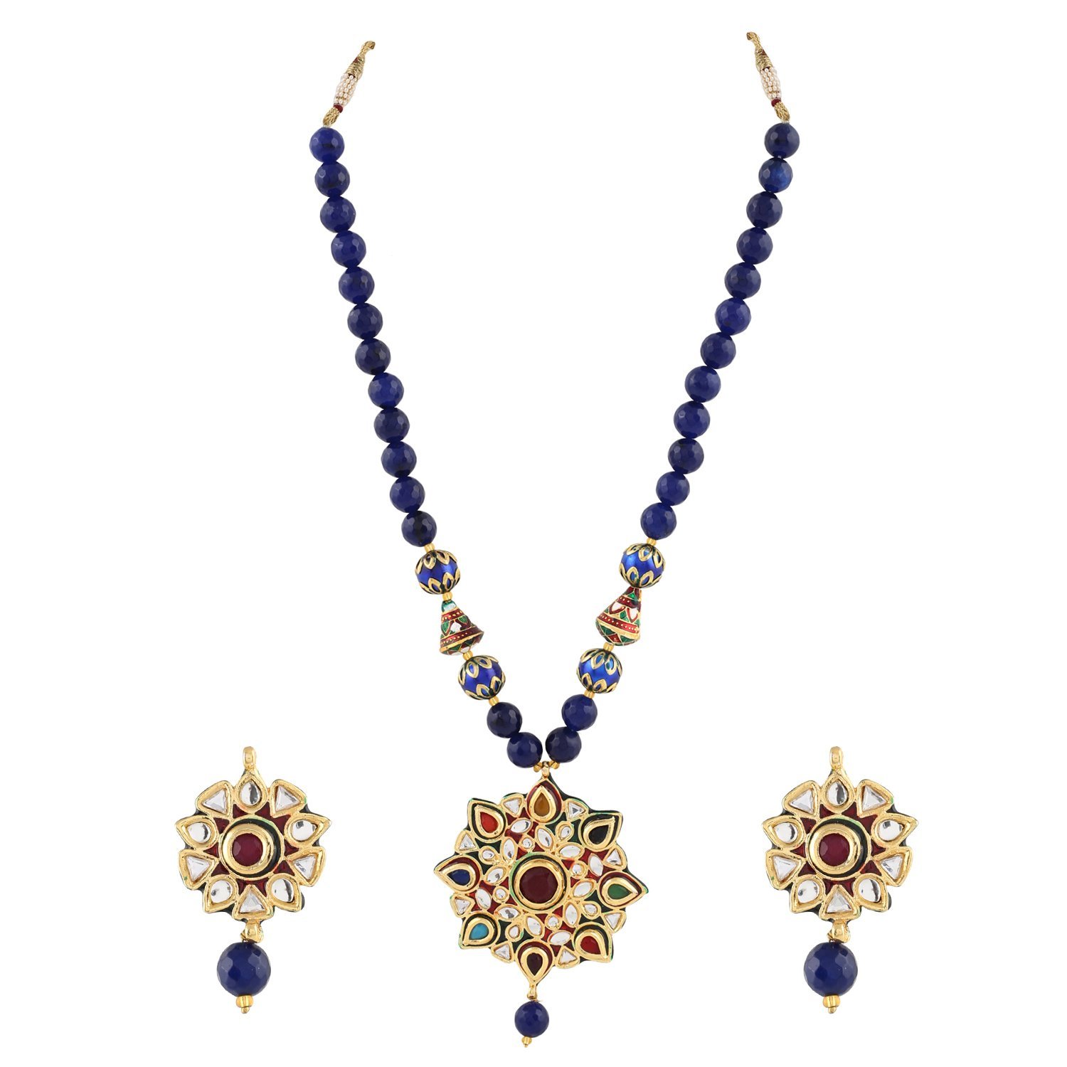 The Newest Brands Outlet Online Aradhya Big Girls Designer Handmade Blue Onyx Beads And Multi Coolur Stone Necklace With Earing 60 Off Immobili Cusani10re Com