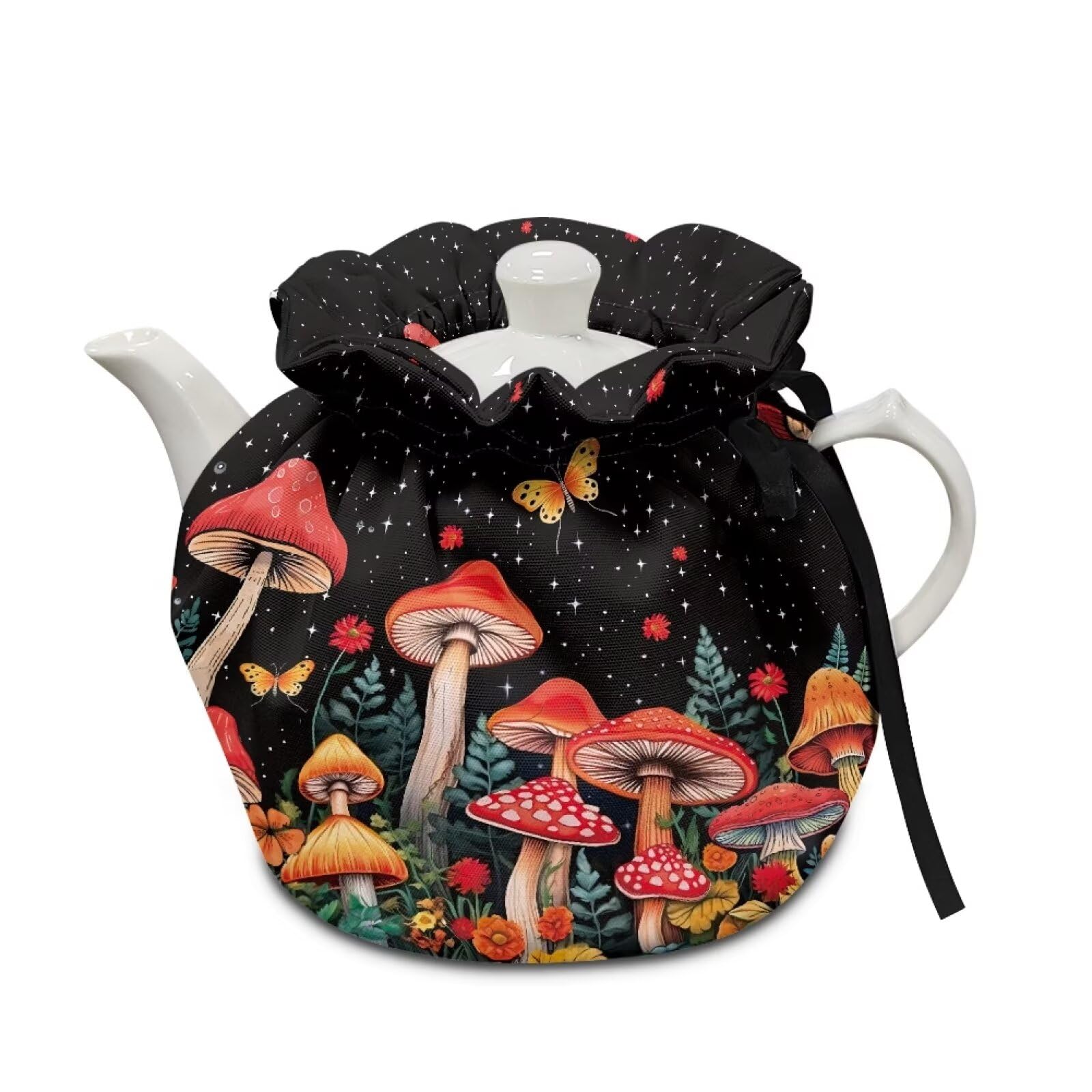 Poceacles Mushroom Print Tea Pot Cozies, Teapot Dust Cover Tea Cosy, Kitchen Home Decorative Tea Pots Cozy for Housewife, Friend, Mom