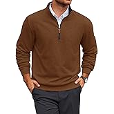 Yousify Mens Quarter Zip Pullover Mock Neck Long Sleeve Sweatshirts Casual Cotton Lightweight Golf Shirts