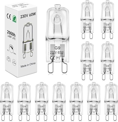 BROTOU G9 Halogen Bulbs 230V 500Lm 2800K Warm White 12 Count 60W Dimmable