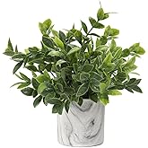 Hollyone Faux Plants Indoor Artificial Mini Potted Plants Plastic Green Plant Small Fake Plants Eucalyptus Decor in Pots for Home Table Room Bathroom Decor