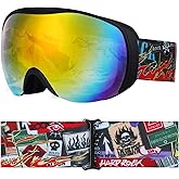 YooxArmor OTG Kids Ski Goggles Kids Snowboard Goggles for Boys Girls Toddler Youth Kid Snow Goggles Anti-Fog UV400 Protection