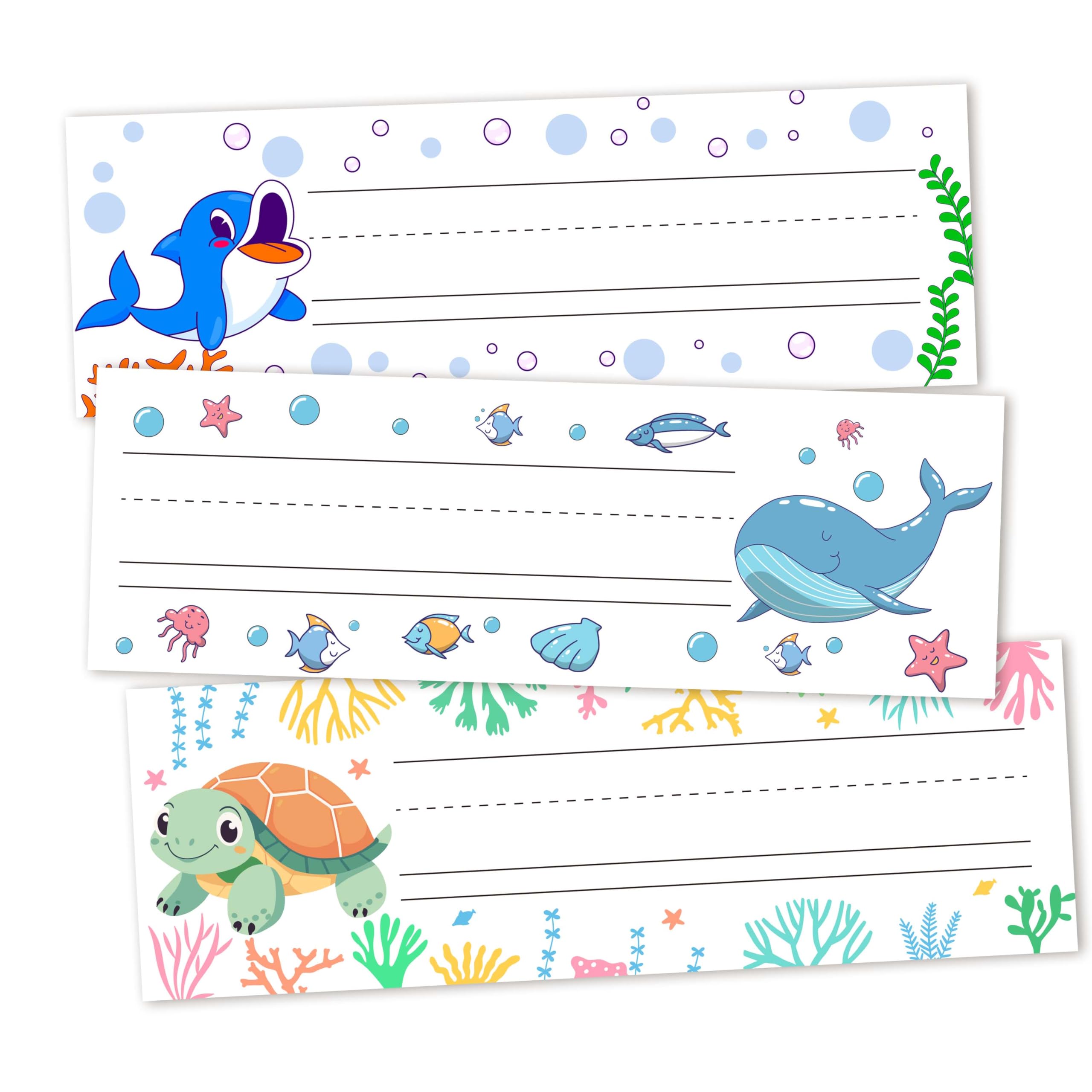 30 Name Tags for Classroom Cubbies, 3x9 in Ocean