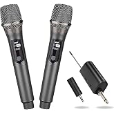 HUACAM Wireless Karaoke Microphone, 8-Hour Handheld Mic with Receiver &amp; 3.5mm Adapter, Gray - for Singing, Parties, Home Music Entertainment