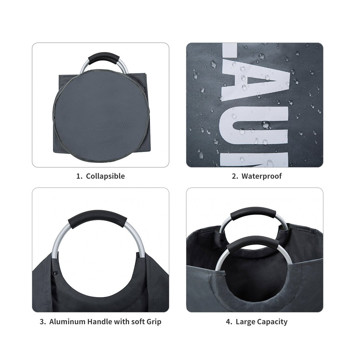 chrislley cesta para la ropa sucia (Oxford grande papelera plegable bolsa para la colada plegable lienzo Holder