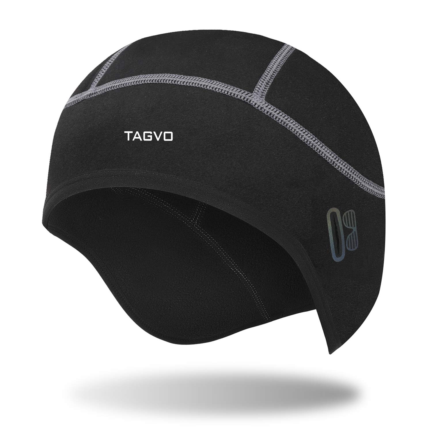 TAGVO Thermal Skull Cap,Windproof Cycling Hat,Warm Helmet Liner With Glasses Hole,Winter Sports Beanie Cap With Ear Cover,Hard Hat Liner Fit For Wen＆Women,One Size,Black