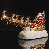 Santa's Sleigh and Reindeer Assortment - Christmas Reindeer Car with LED Light UP