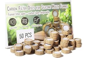 KAKABUBBLE 50 Pcs or 100 Pcs Disposable and Replaceable Carbon Filters for Universal Silicone Mouth Funnel – Triple-Layer Structure, Contact-Free Use, Convenient Filtration (50pcs)