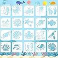 JULMELON Stencils for Painting,20Pcs Sea Life Stencils Sea Animal DIY Pattern Stencils for Painting on Wall Floor Decor DIY Rock Painting Art Projects (3inch)