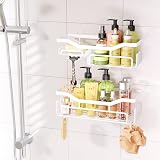 HapiRm Shower Caddy No Drill with 11 Hooks Stainless Steel White view 4