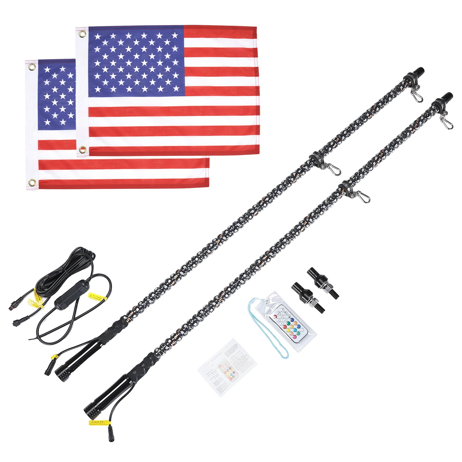Photo 1 of KEMIMOTO 2pc 4ft Spiral LED Whip Lights for UTV, LED Whips for SXS ATV Boat Offroad, RF Remote Control Light Whip Compatible with Polaris RZR Can-Am Maverick X3 Sportsman Outlander