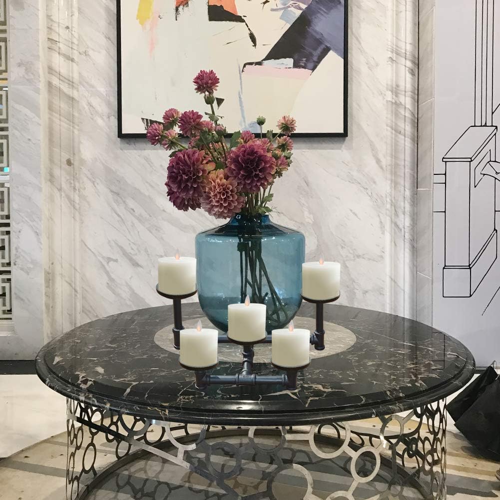 smtyle Industrial Candle Holders Candelabra Set of 5 Plate Black Iron Metal Willowr for Fireplace Decoration on Desk or Floor: Kitchen & Dining