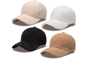MGBPEI Women's Winter Baseball Cap Adjustable Solid Color Lamb Wool Warm Baseball Cap Unisex Unconstructed Plain Cap