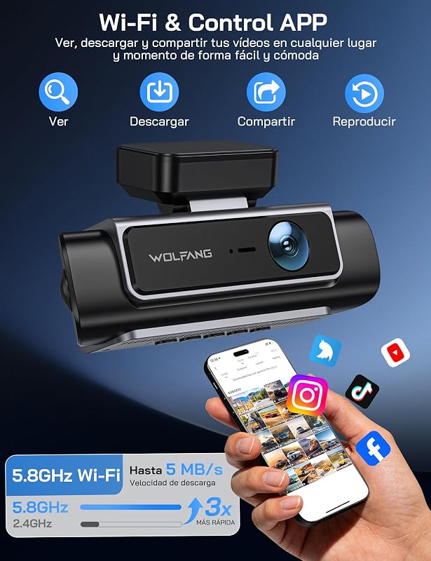 4K Dashcam, 610° 4 Canales Cámara de Coche con 5,8 GHz WiFi & App, 4K+1080P×3 Cámara para Coche con 3.39" IPS, Visión Nocturna, Grabación en Bucle, Sensor G, WDR, Soporta Modo Parking 24H