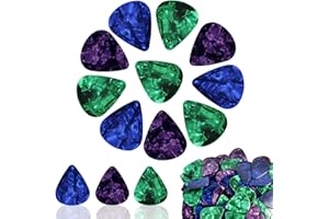 UPEOXT Guitar Picks 60 Pieces, Celluloid Plectrums Variety Pack, Acoustic Electric Bass Ukulele Accessories, Thin Medium Heav