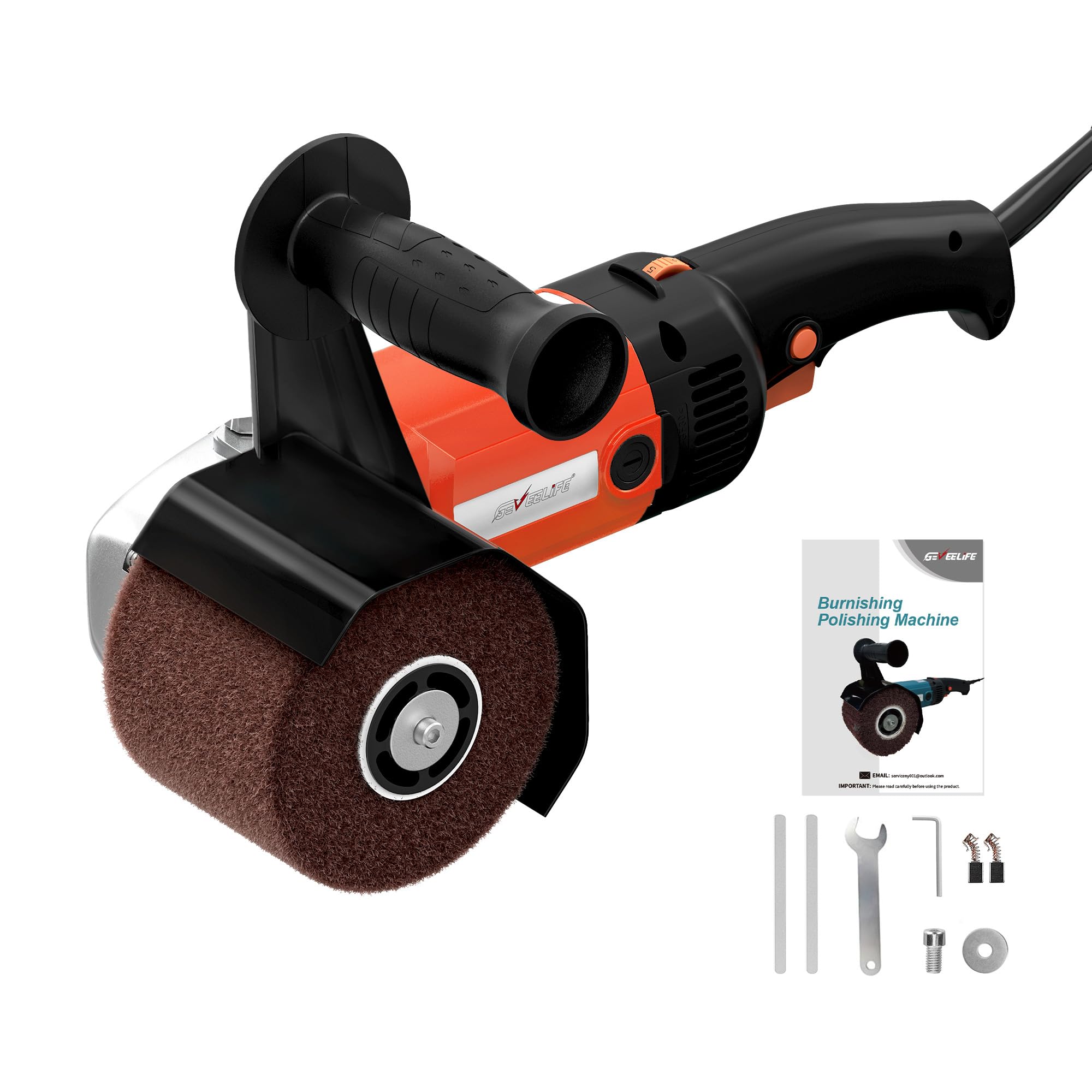 Photo 1 of Surface Conditioning Tool 1400W, Burnishing Polishing Machine with 8 Variable Speed, Electric Handheld Stainless Steel Polisher Set, Metal Burnishing Machine Kit with Burnishing Wheel, Red