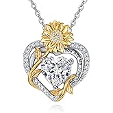 AENEAS Sunflower Necklaces for Women Sterling Silver You Are My Sunshine Necklace Sunflower Birthday Love Heart Mother's Day Gifts for Birthday Mothers Day Christmas Anniversary