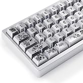 Hyekit PBT Keycap Set, Metallic Paint Finish, Gothic Black Rose 130 Keys | PBT Material, Metallic Silver Finish, Cherry Profi