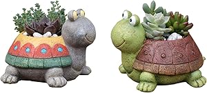 Youfui Home Decor Pot Turtle Shaped Succulent Flowerpot Decoration for Home Office,Set of 2