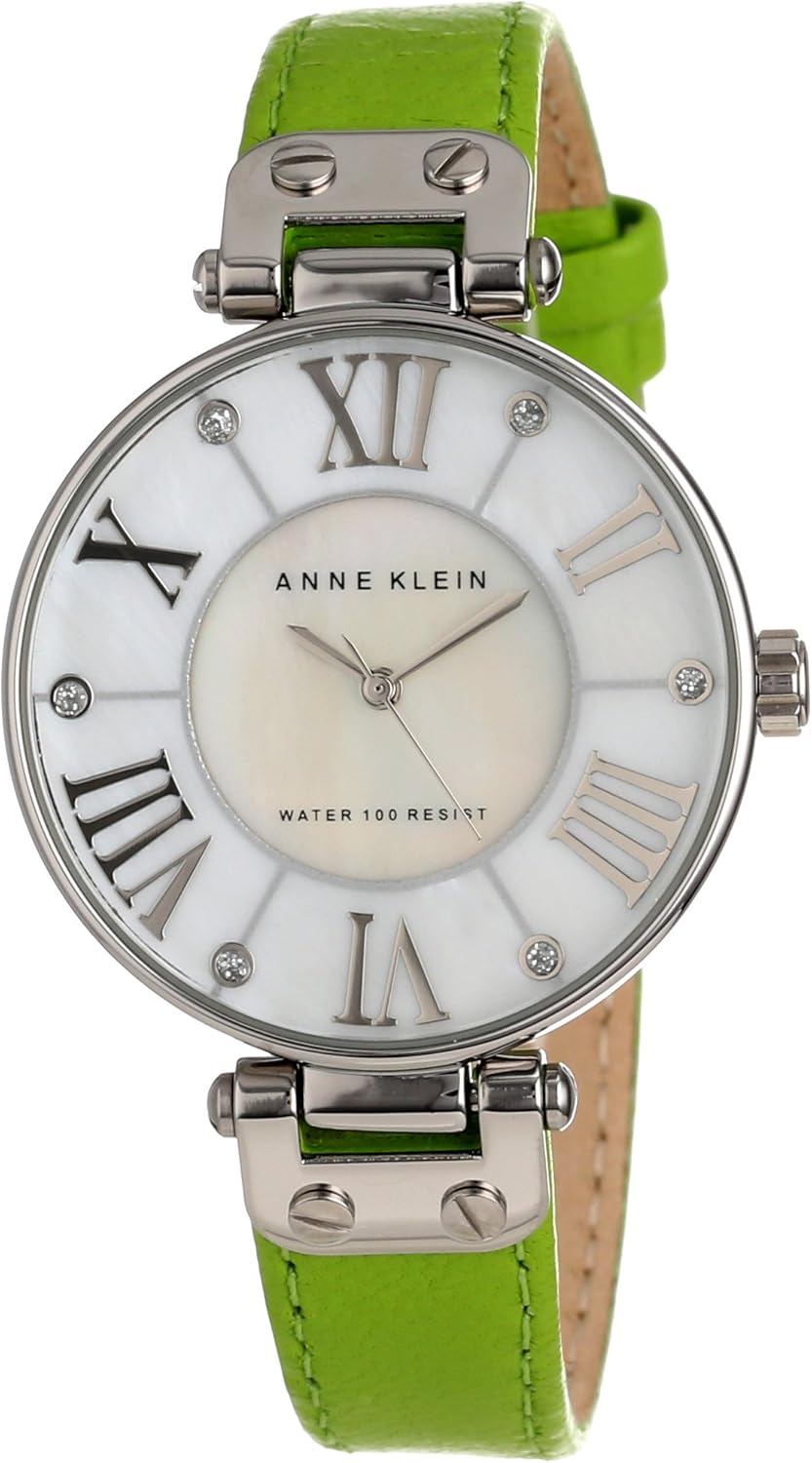 AK Anne Klein Women's 10/9919MPLG SilverTone Green Leather