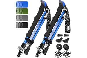 HIKER HUNGER OUTFITTERS Premium Foldable Hiking Poles by USA Brand - Adjustable, Lightweight Trekking Poles Made of Aircraft Aluminum, Metal Flip Locks & Comfortable EVA Foam Grips
