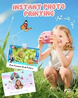 CAMCLID Kids Camera Instant Print 1080P 32GB Pink 2.0" Screen view 3