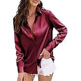 CUNLIN Womens Soft Satin Silk Leopard Button Down Shirts for Women Silky Long Sleeve Work Shirt Dress Blouses Tops