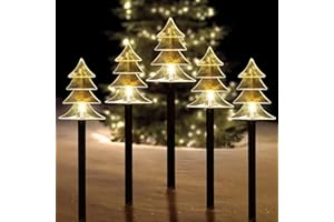 ILLUMINEW Outdoor Christmas Decorations, Solar Christmas Pathway Lights, Set of 5 Waterproof Landscape LED Lights for Yard Lawn Patio Walkway Decor