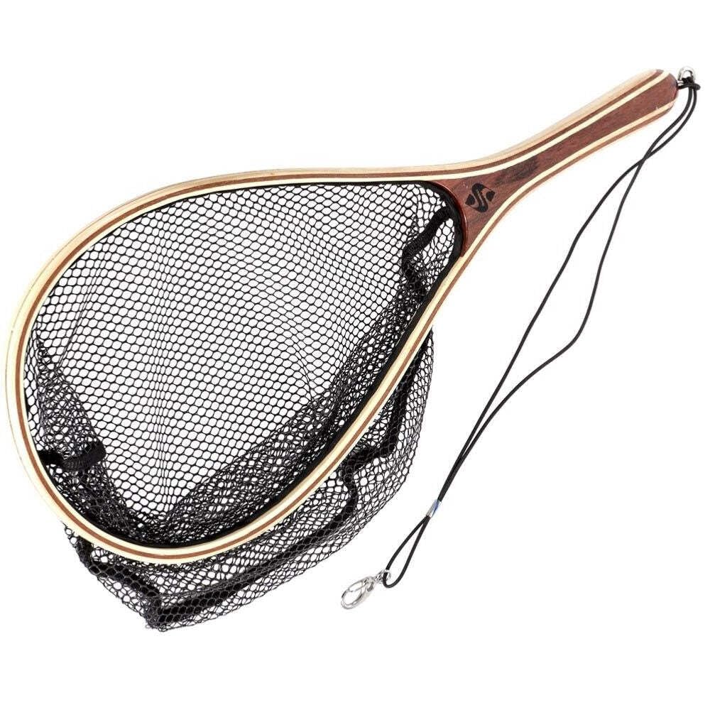 Snowbee Luxury Hand Crafted Wooden Landing Net for Trout and Game Fishing - Tan, Large