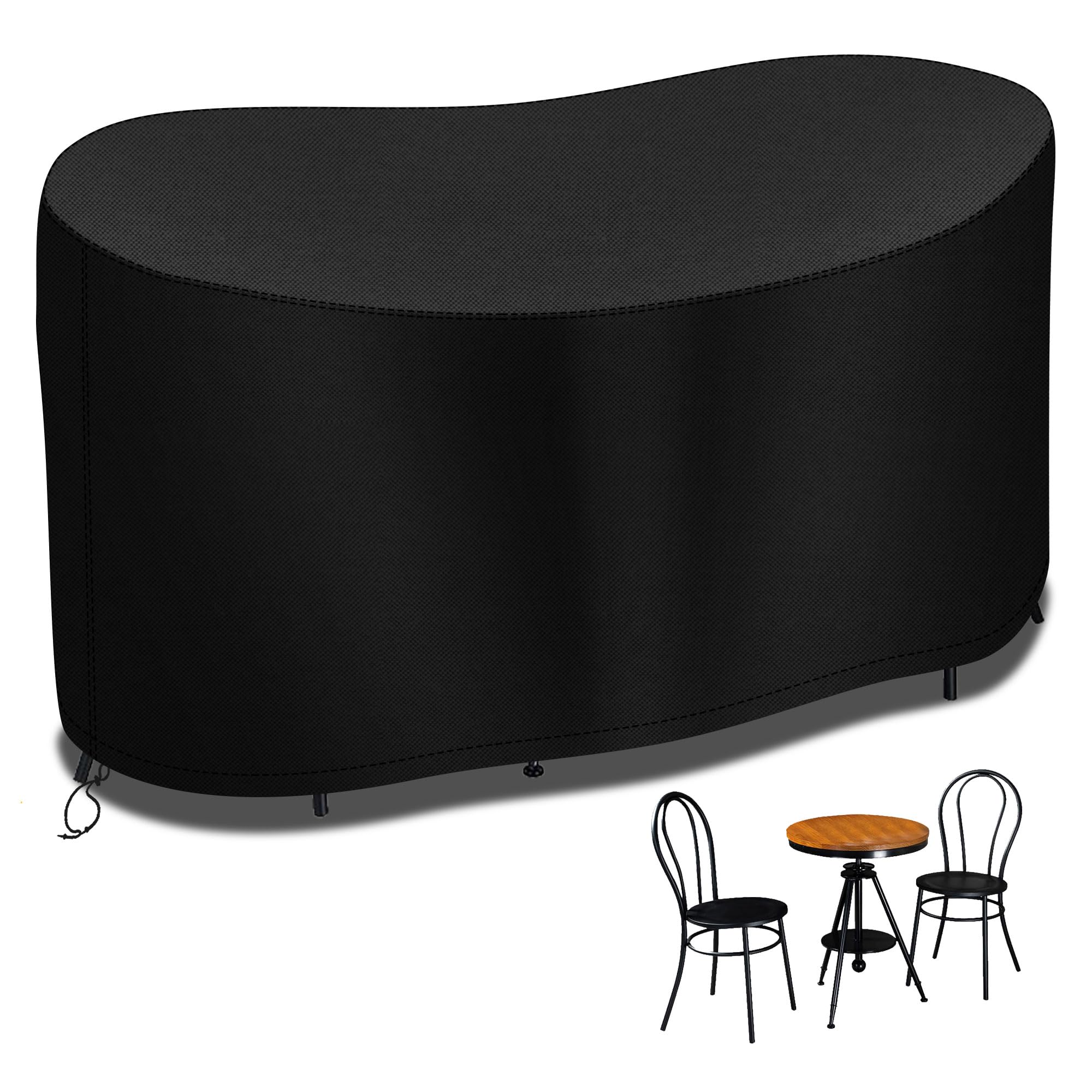 RICHIE Small Bistro Set, 146*70*80cm Waterproof Outdoor Garden Patio Furniture Cover, 600D Oxford Fabric, Windproof Anti-UV - Black