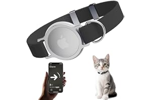 SUCEGI AirTag Cat Collar, Ultra Elastic Cat Tracker Collar, Airtag Holder Compatible with Apple Air Tag, [Lightweight & Scratch Resistant] Adjustable Stepless GPS Pet Collar for Cats Kittens, Black