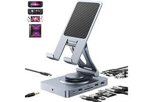 NEWQ Versatile USB C Hub (11-in-1) with SD TF 4.0 Reader, 4K@60Hz HDMI, RJ45, Audio, USB A, USB C, Rotatable USB C Docking Station for Tablets, iPad/Pro, Steam Deck, ROG Ally, Legion Go, iPhone 15, Samsung