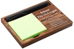 CINRLLA School Psychologist Sticky Note Holder Wooden Notepad & Pen Holder 6.5"" x 4.7"" Sticky Note Pad Holder Dispenser for Desk School Psychologist Definition Work Gifts, NPA181, Brown