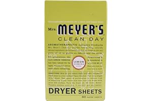 MRS. MEYER'S CLEAN DAY Mrs. Meyer's Dryer Sheets, Fabric Softener, Reduces Static, Infused with Essential Oils, Lemon Verbena, 80 Count