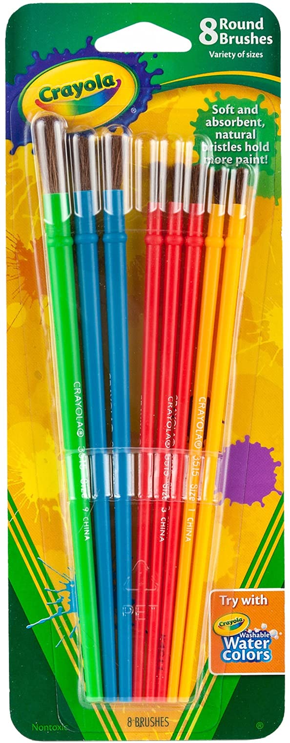 Crayola Kids Paint Brush Set (8ct), Painting Supplies for Kids, Assorted Sizes, Kids Arts & Crafts Supplies for Elementary & Preschool
