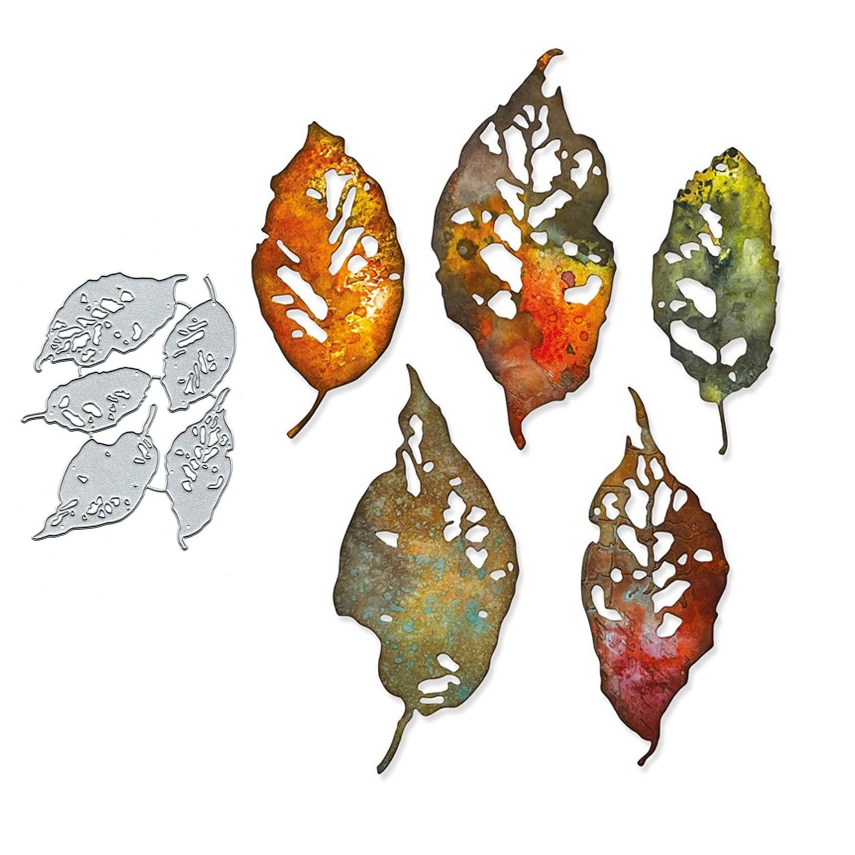 Yeyert 5pcs Leaf Fragment Metal Die Cuts for Spring Leaves, Flowers - Card Cutting Dies, Stencils, DIY Scrapbooking Album Decorative Embossing Paper Card Embossing Craft