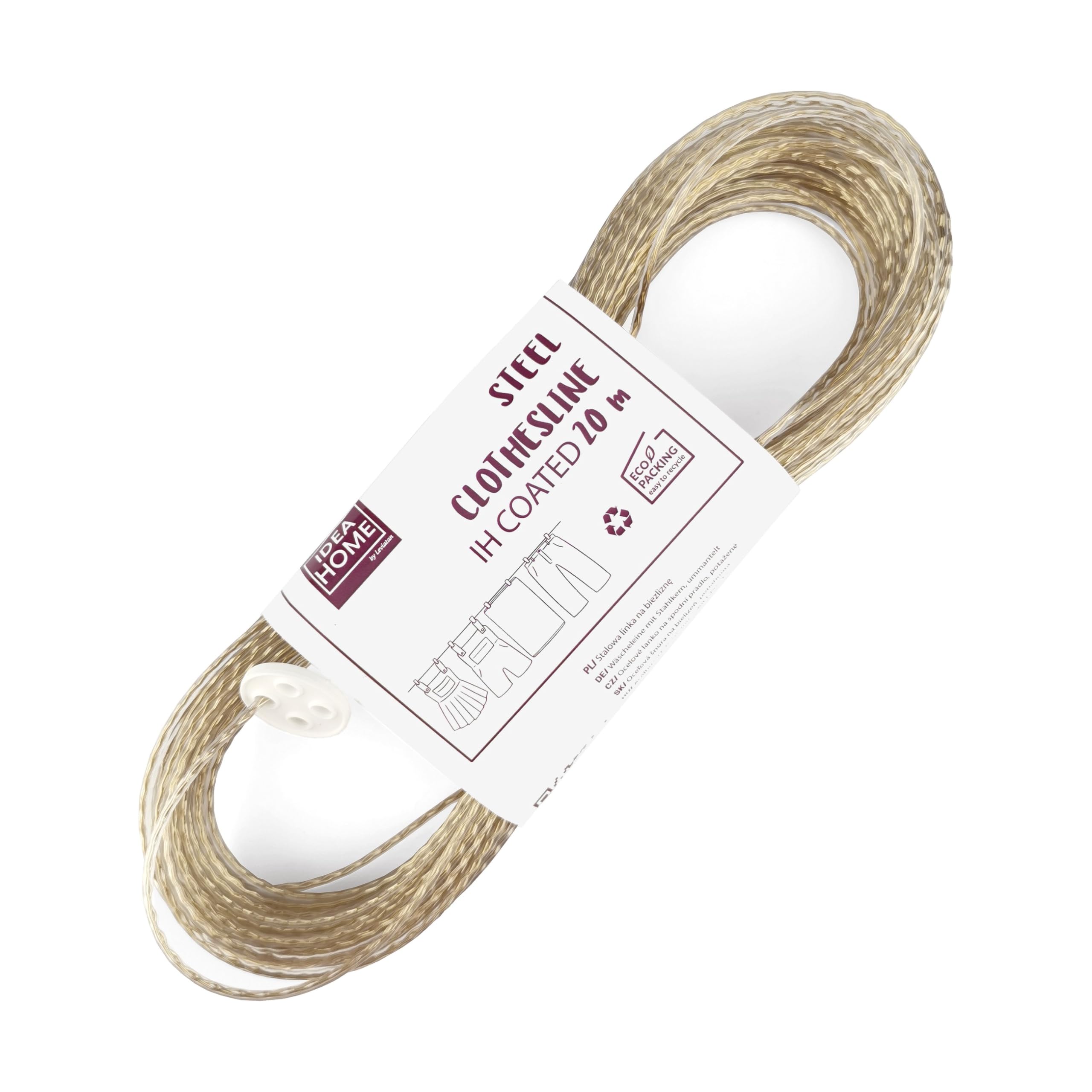 IDEA HOMET Washing Line Rope 20m with Steel Core - Clothes Lines for Outside Heavy Duty - Washing Lines Wire Extra Strong - Robust Clothes Line Made of Steel Core