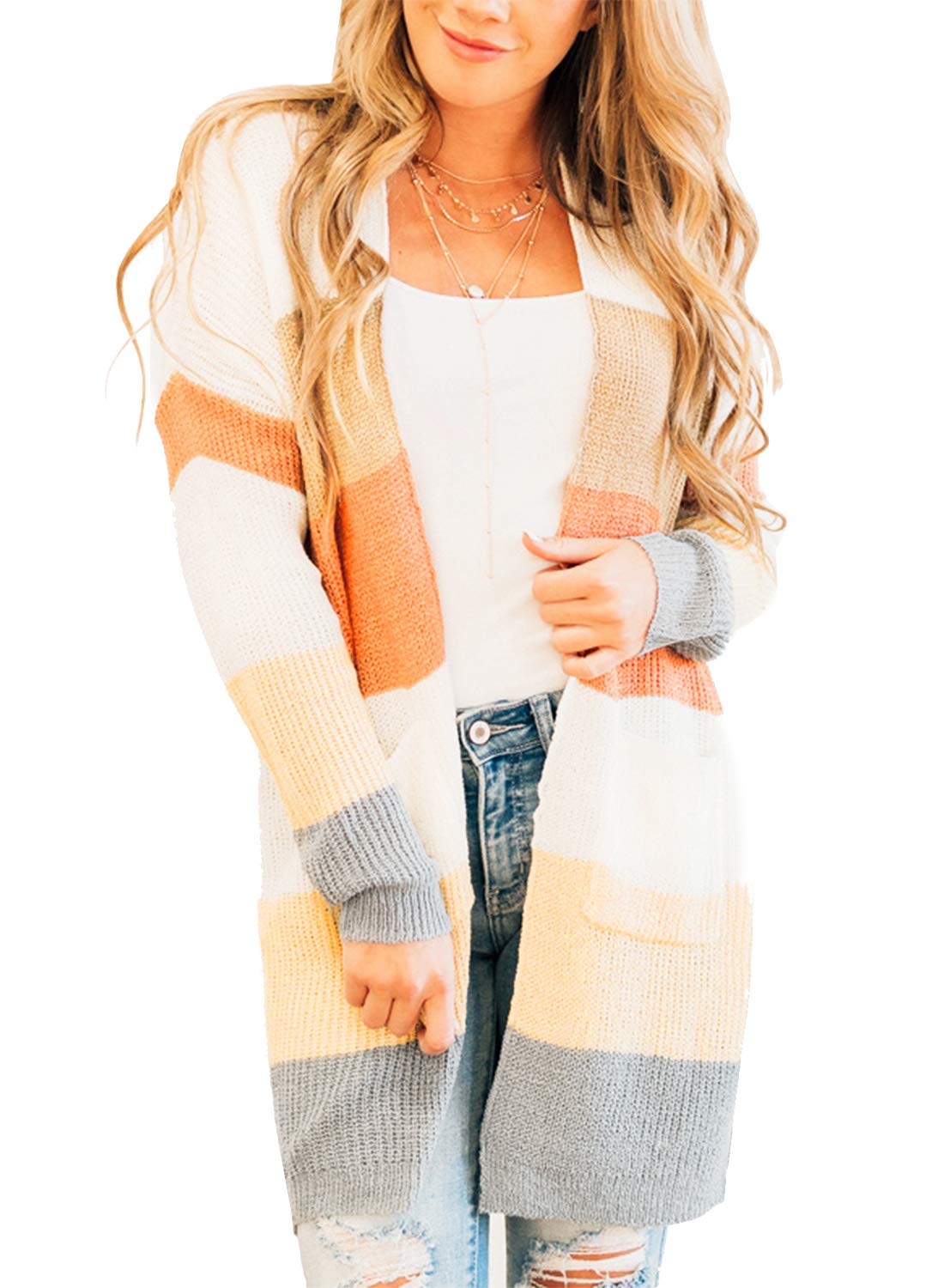 rainbow color block cardigan
