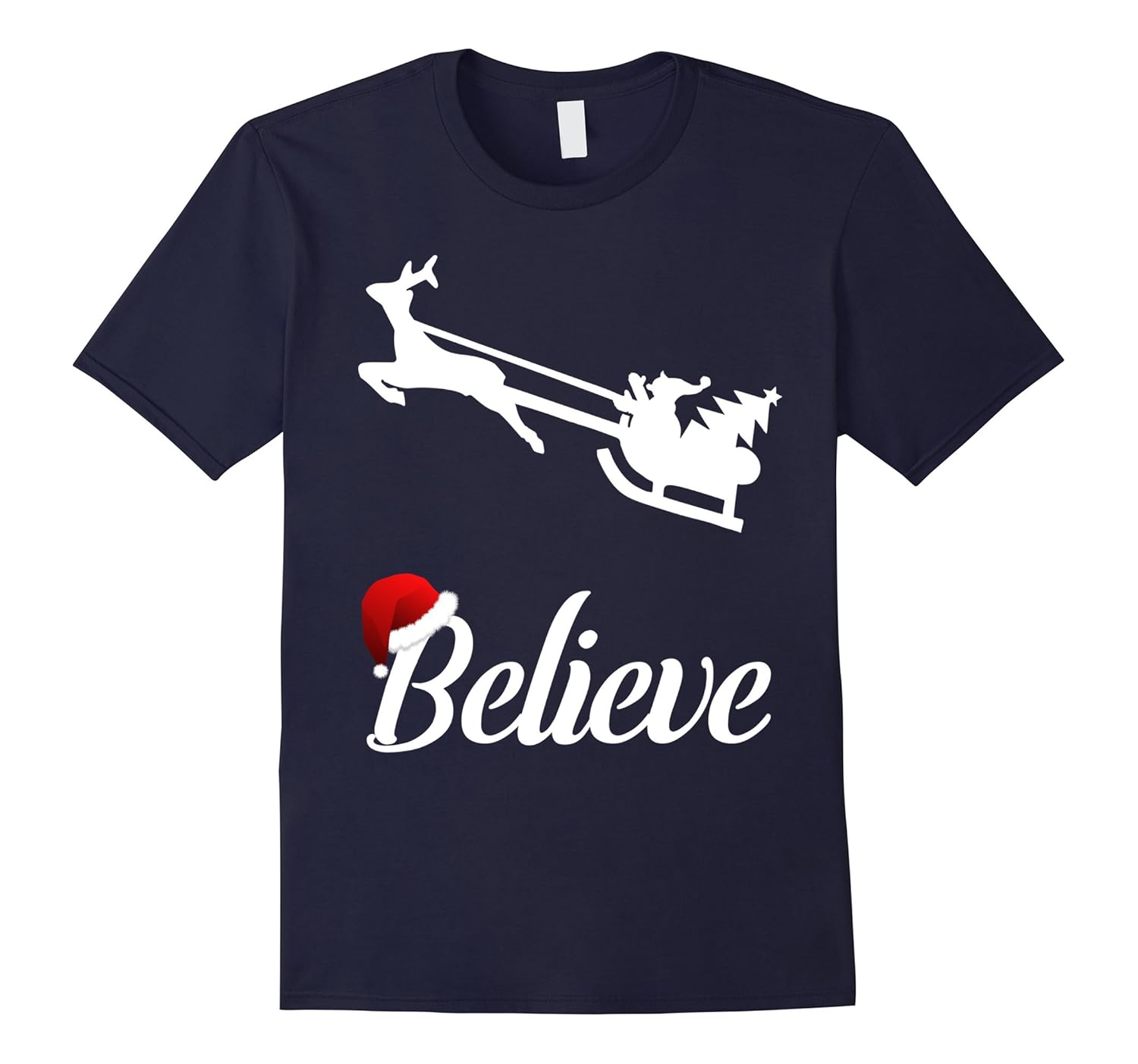 Cute Christmas Shirt - Believe in Santa T-Shirt Believe Tee-ANZ