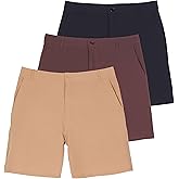 Real Essentials 3 Pack: Men’s 7" Golf Shorts with Pockets – Casual Athletic Active Hiking Workout Gym