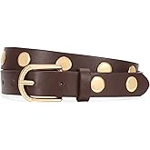 VONMELLI Skinny Leather Belt for Women Studded Thin Belt for Fashion Jeans Dress Ladies Waist Belts