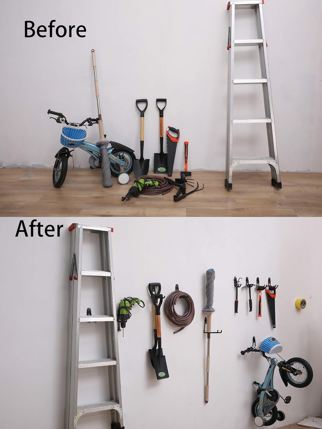 Garage Hooks Heavy Duty 12 Pack Bike Storage Hooks for Garage Organization Power Tools, Ladders, Bulk Items, Black - - 