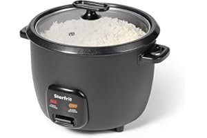 Starfrit Electric Rice Cooker – 20 Cups Cooked Rice – Ceramic Non-Stick Coating without PFAS – Steamer Basket, Measuring Cup 