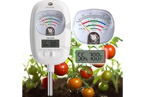HSLGOVE Soil Test Kit, 7-in-One Soil pH Meter, Soil Moisture Meter/Fertility/Moisture Meter for Plants, Light/Soil Temp/Air Temp Hygrometer for Garden/Lawn/Farm Outdoor&Indoor Soil Tester-Milk-White