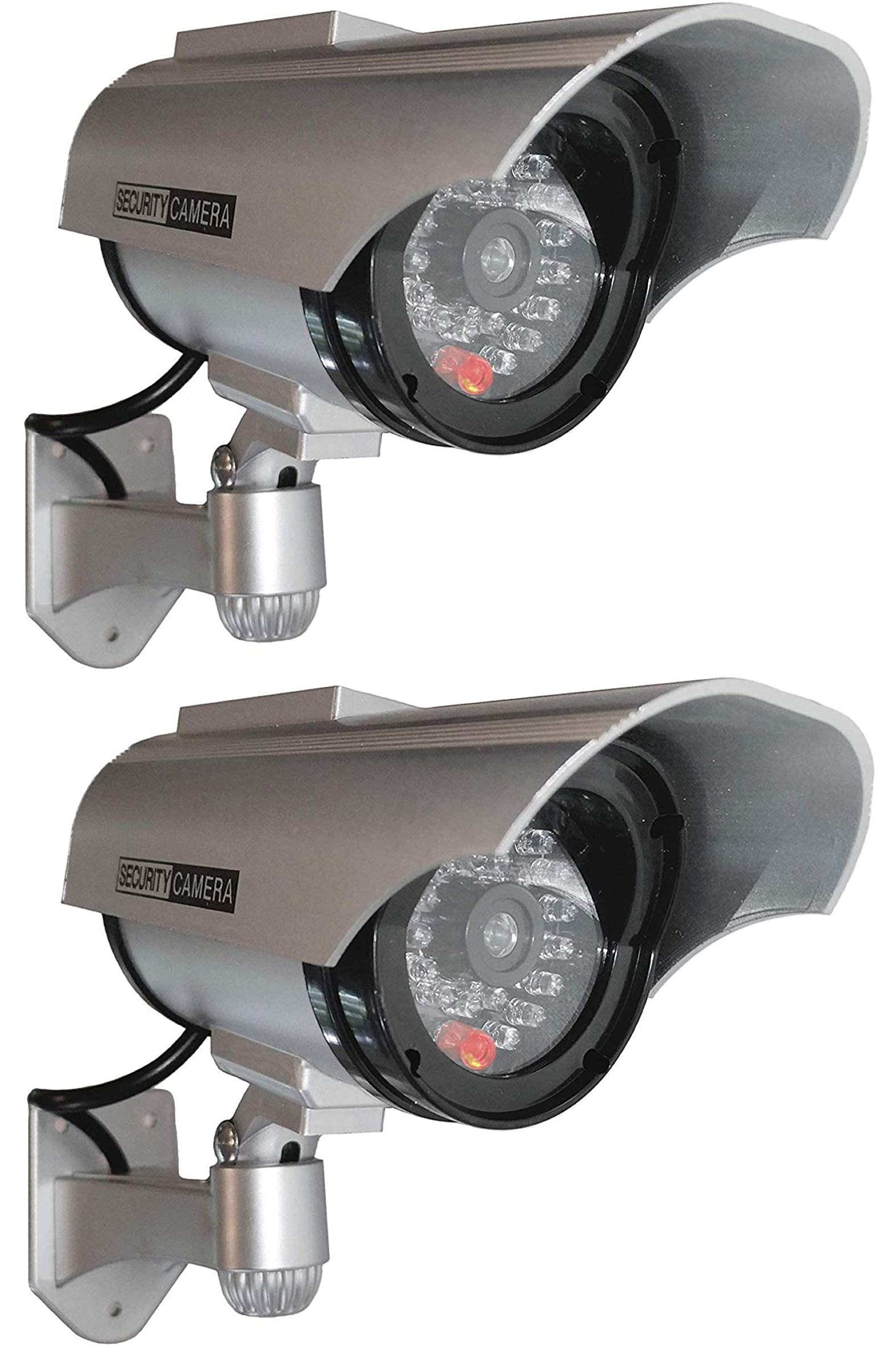 2X Security Cameras Solar Dummy Outdoor Cameras with Lens and Blinkled Video Surveillance