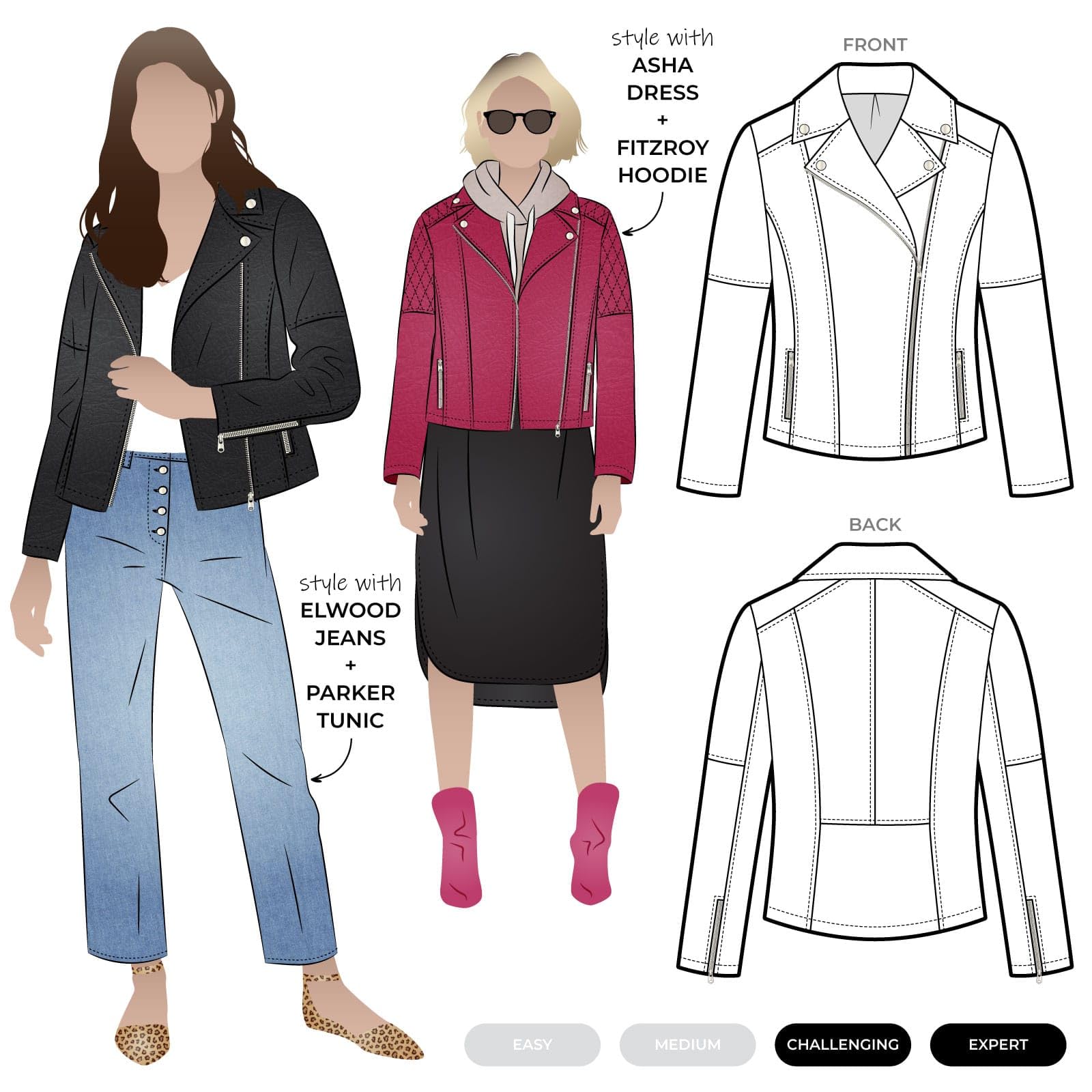Style Arc Sewing Pattern - Ziggi Jacket (Sizes 04-16)